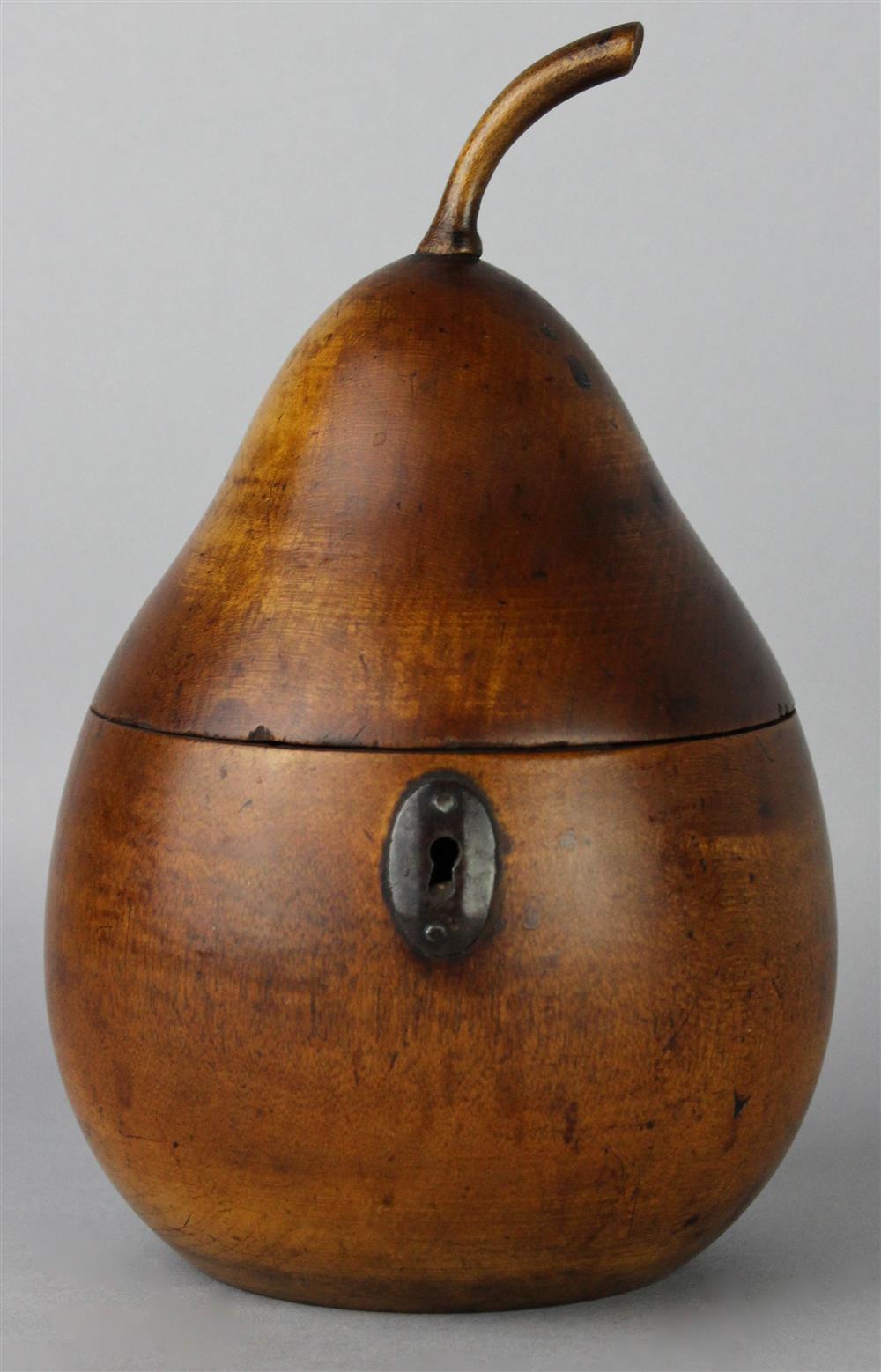 Appraisal: TREEN FRUITWOOD PEAR TEA CADDY early th C with stem