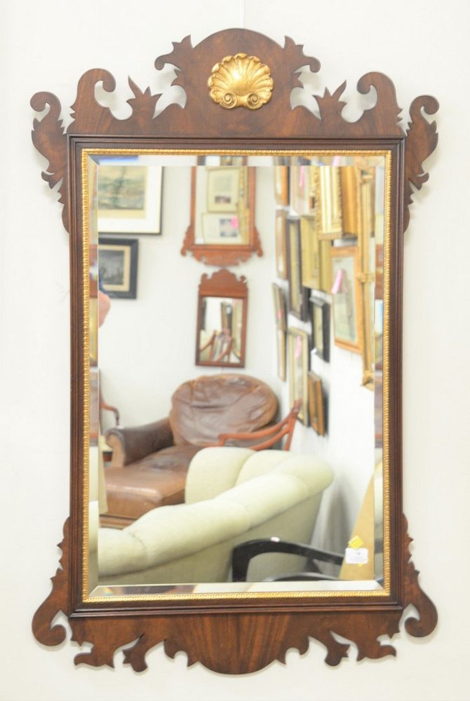 Appraisal: Henkel Harris mahogany framed beveled mirror Chippendale-style stamped on back