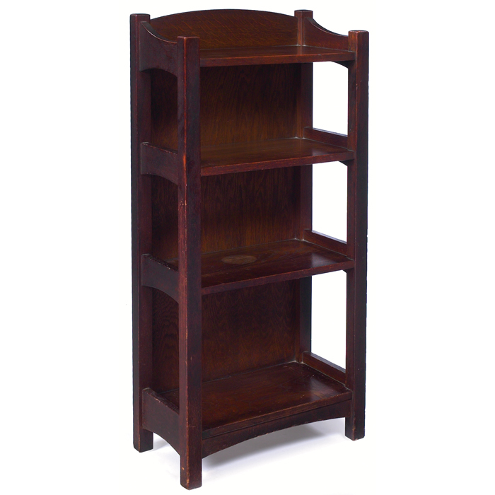 Appraisal: L and JG Stickley magazine stand arched top over three