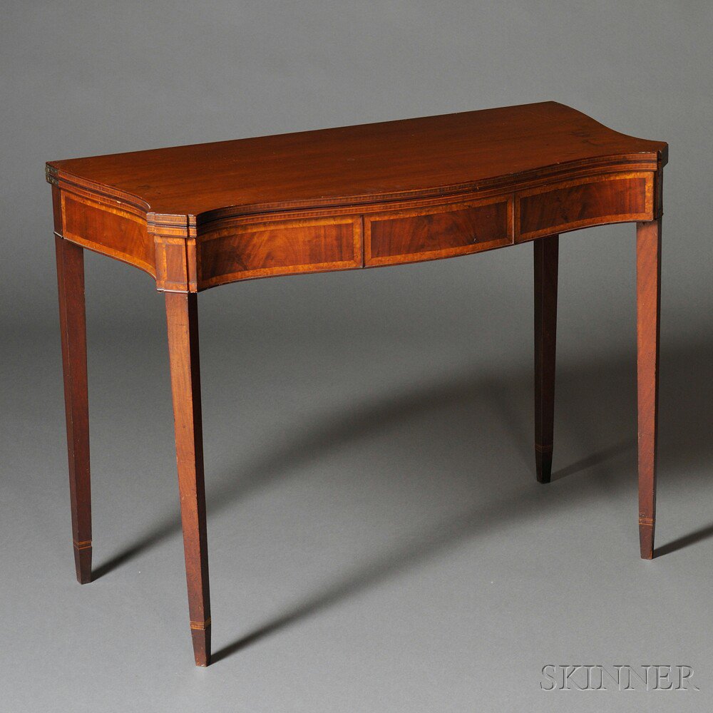 Appraisal: Federal Mahogany and Mahogany Veneer-inlaid Card Table Massachusetts c -