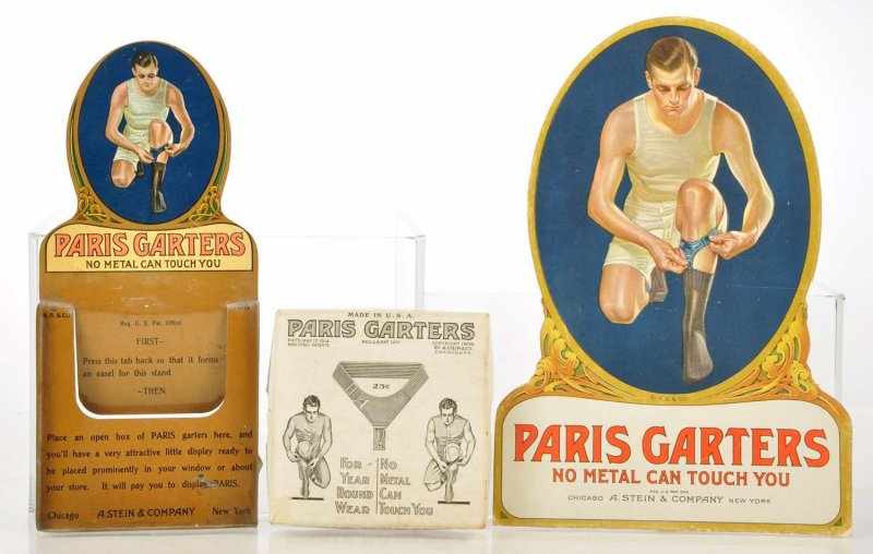 Appraisal: Lot of Paris Garters Displays Description Lot includes cardboard die-cut