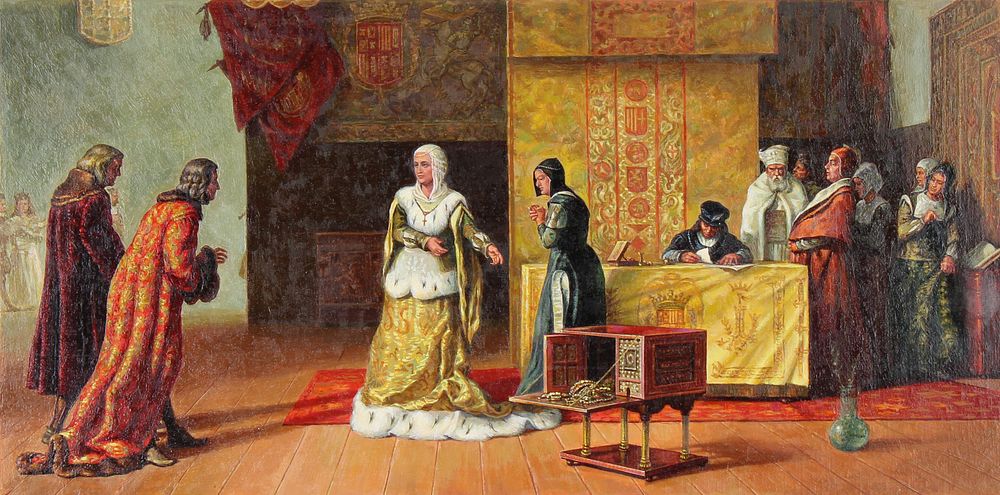 Appraisal: Gherman Komlev - Queen Isabella Oil Gherman Alexeyvich Komlev Russian