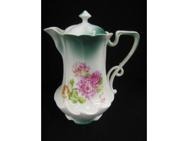 Appraisal: Victorian Porcelain Chocolate Pot floral decor