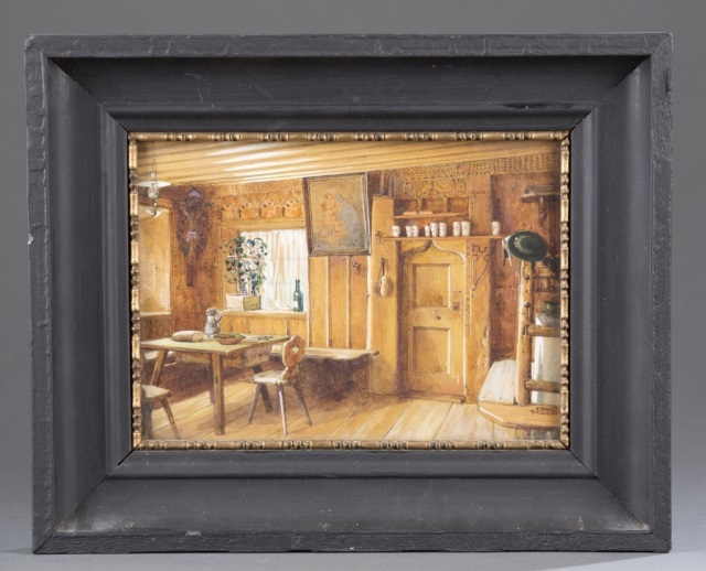 Appraisal: Franz Poledne - Austrian Untitled Interior Scene Watercolour heightened with