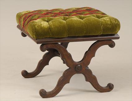 Appraisal: Renaissance Revival Rosewood and Rosewood-Grained Curule-Form Stool x x in