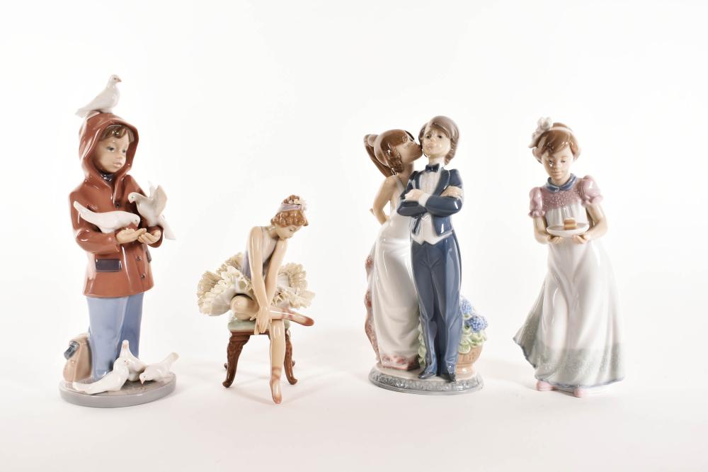 Appraisal: FOUR LLADRO PORCELAIN FIGURESEach marked on the underside Comprising a