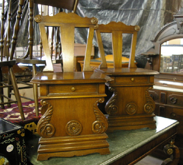 Appraisal: Pair of American Walnut Hall Chairs of Craftsman inspiration each