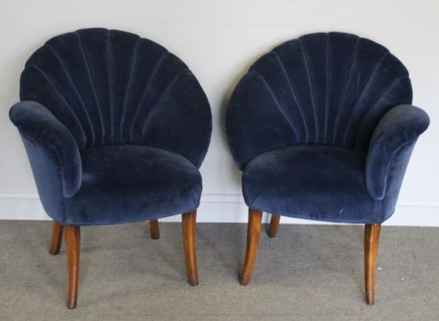 Appraisal: Pair of Art Deco Upholstered Chairs A very decorative pair