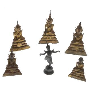 Appraisal: Collection Thai bronze Buddha figures Collection Thai bronze Buddha figures