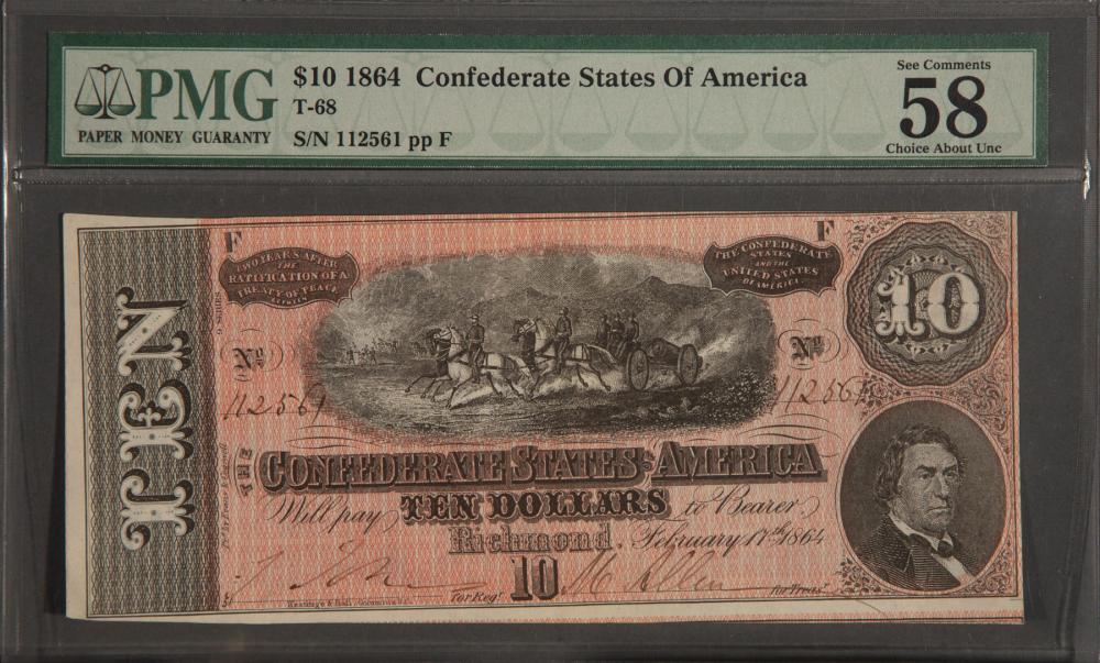 Appraisal: Confederate Currency T- serial graded Choice About New PMG Exceptional