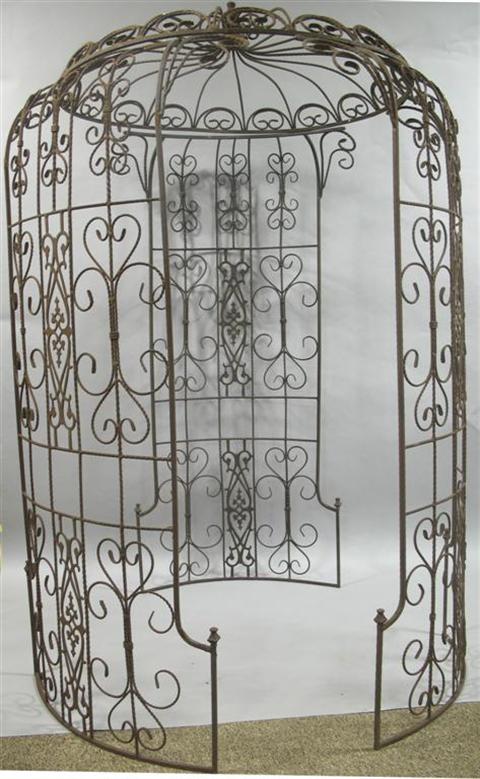 Appraisal: WROUGHT AND CAST IRON GAZEBO The domed top with scrolled