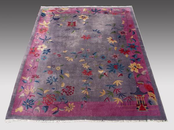 Appraisal: SEMI ANTIQUE CHINESE DECO RUG Purple ground approx ' ''