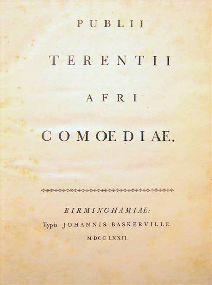 Appraisal: vols Baskerville Press Terentius Afer Publius Comoediae Birmingham to contemp