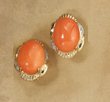 Appraisal: CORAL EARRINGS k yellow gold pierced with clip style earrings