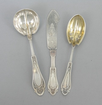 Appraisal: A Trio of Sterling Silver Servers by Wood Hughes American