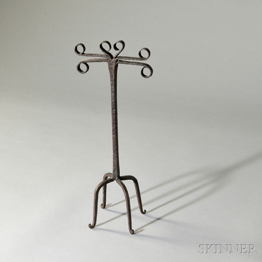 Appraisal: Wrought Iron Rushlight England th century the iron bar split