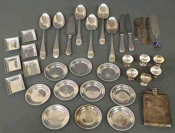 Appraisal: Misc group of sterling silver and silverplate table articles to