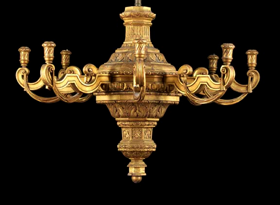 Appraisal: Large French Carved Giltwood Three-Piece Lighting Suite first quarter th