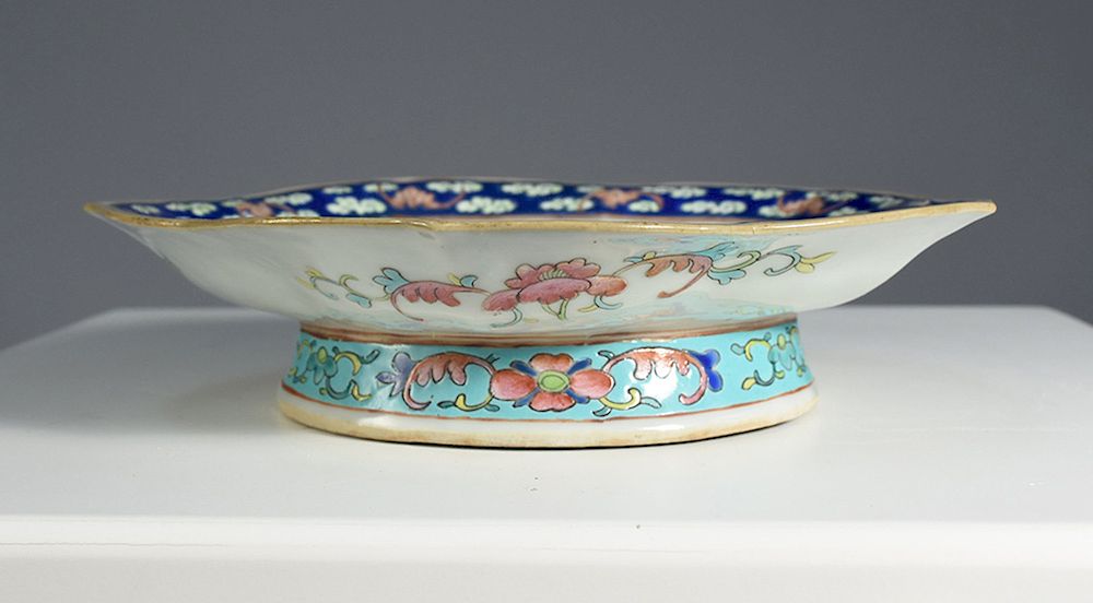 Appraisal: th C Chinese enamel decorated footed dish th C Chinese