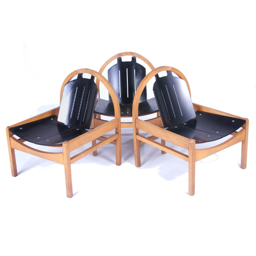 Appraisal: PESTOE Belgium Set of three chairs in oak and ebonized