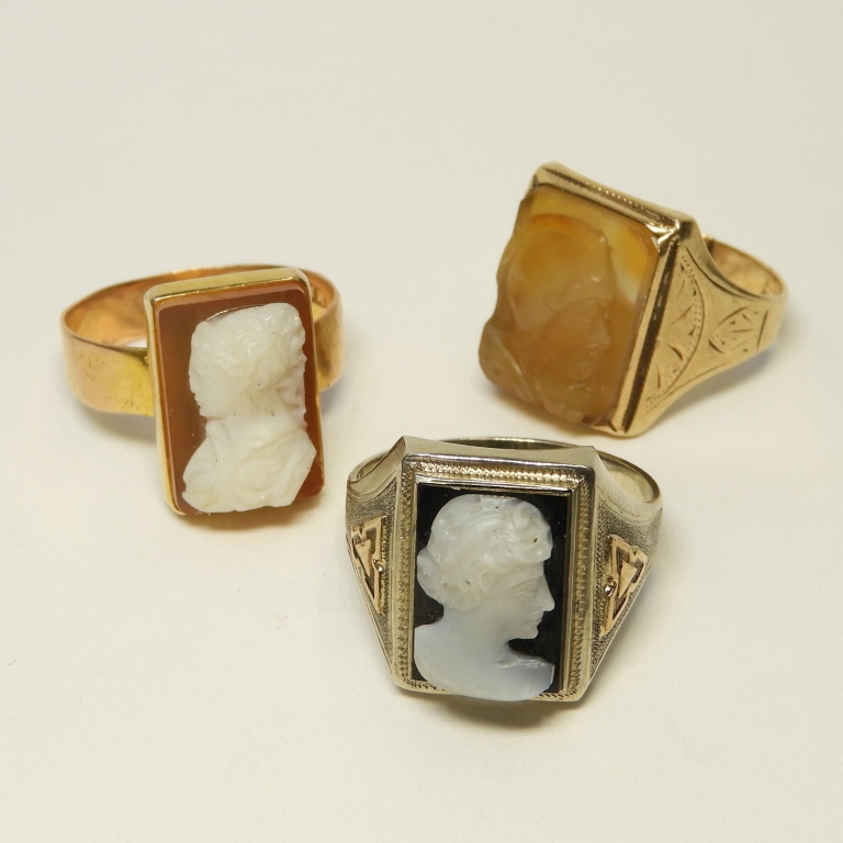 Appraisal: PC ESTATE K GOLD MEN'S CAMEO RINGS th CenturyIncluding a