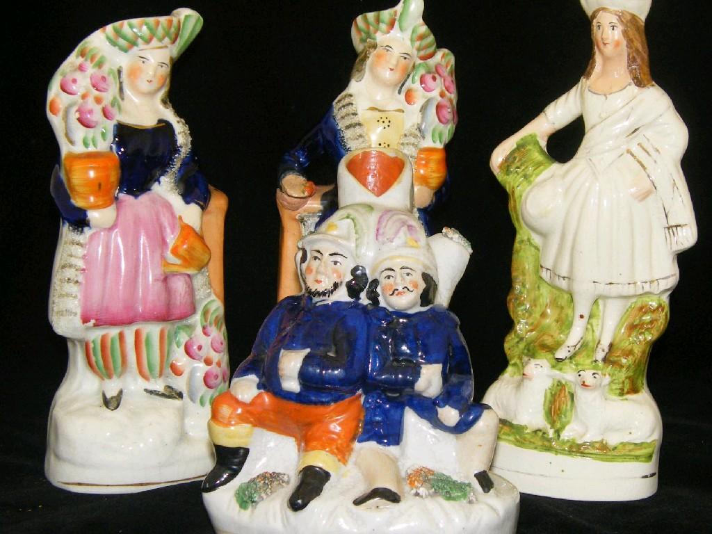 Appraisal: Pair of Victorian Staffordshire figures of flower vendors high together