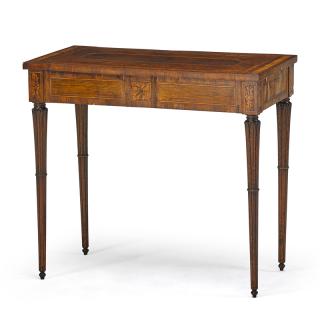 Appraisal: ITALIAN NEOCLASSICAL WALNUT CONSOLE TABLE Inlaid banded top and sides