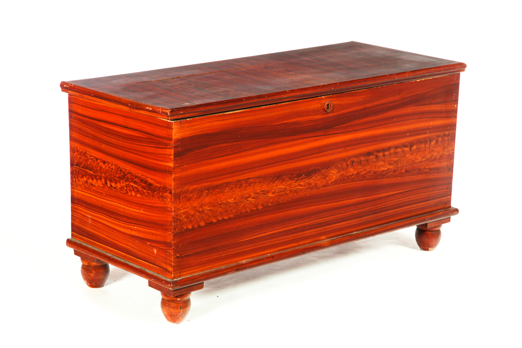 Appraisal: DECORATED BLANKET CHEST Probably Ohio or Pennsylvania - poplar Dovetailed