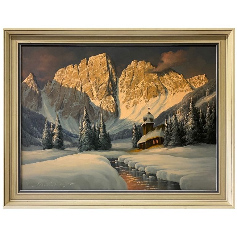 Appraisal: Artist Unknown Winter Scene Oil Our Get Away Artist Unknown