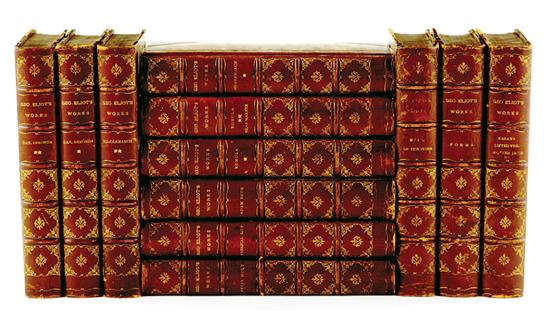 Appraisal: Leatherbound books Works of George Eliot GEORGE ELIOT'S WORKS Boston