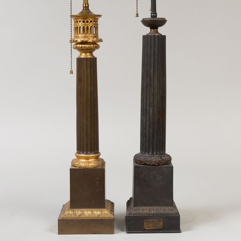 Appraisal: Carcel T le Columnar Lamp and a Parcel-Gilt T le