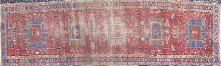 Appraisal: A Heriz runner early th century the red field with