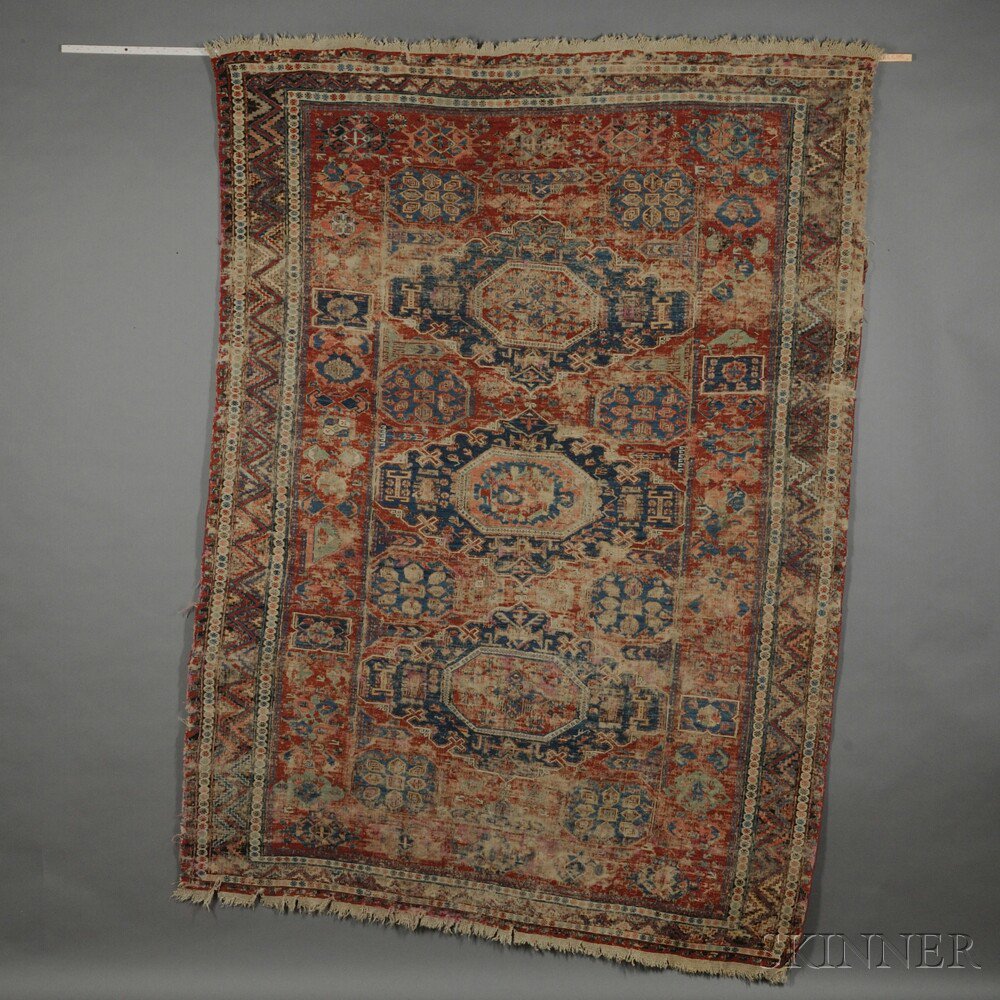 Appraisal: Soumak Carpet Northeast Caucasus late th century wear throughout selvages