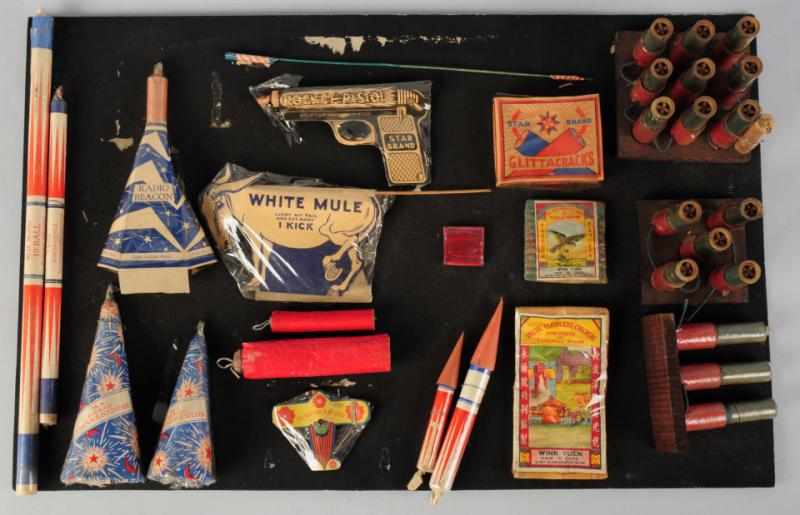 Appraisal: Salesman's Sample Firecracker Board Includes pieces of Star Brand bombs