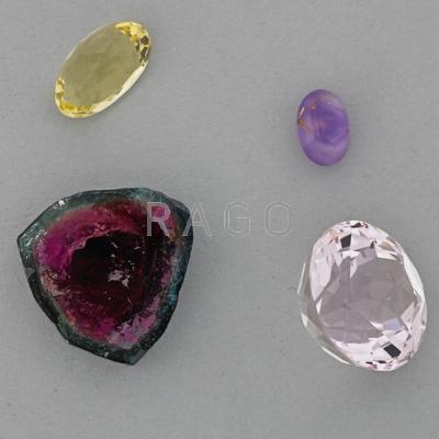 Appraisal: UNMOUNTED GEMSTONES Round faceted kunzite cts Oval faceted green beryl