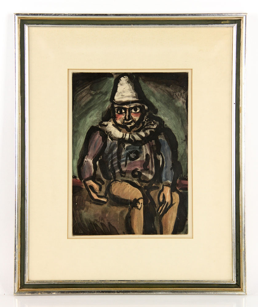 Appraisal: - Rouault Portrait of Seated Jester Engraving Georges Rouault portrait