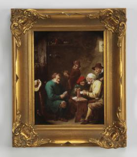 Appraisal: German porcelain plaque of card players German porcelain plaque th