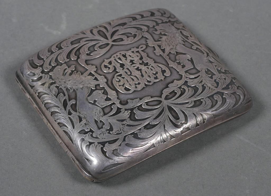 Appraisal: Fancy lavishly engraved sterling silver case x - and weighing