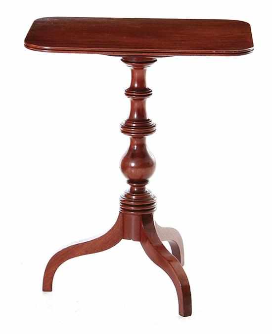 Appraisal: Late federal mahogany tilt-top candlestand Baltimore circa rectangular molded top