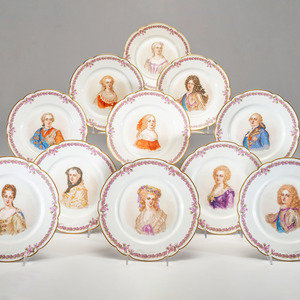 Appraisal: Eleven S vres Porcelain Portrait Cabinet Plates each signed Debrie