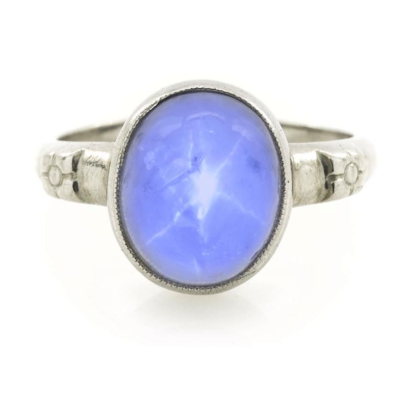 Appraisal: Platinum and blue star sapphire ring Platinum and blue star