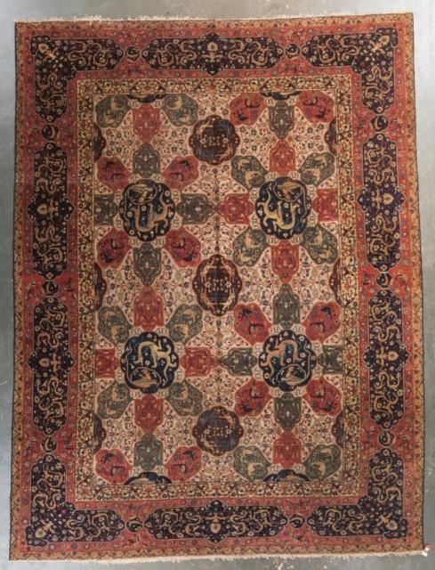 Appraisal: Unusual antique Tabriz carpet Persia circa approx x