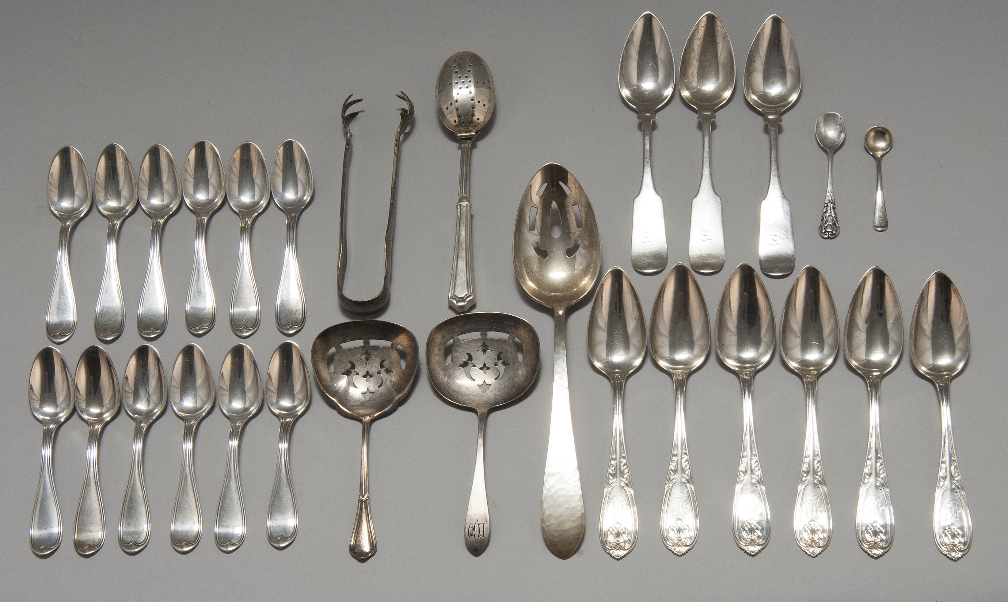 Appraisal: TWENTY-SEVEN PIECES OF AMERICAN SILVER FLATWARE Sterling unless otherwise noted