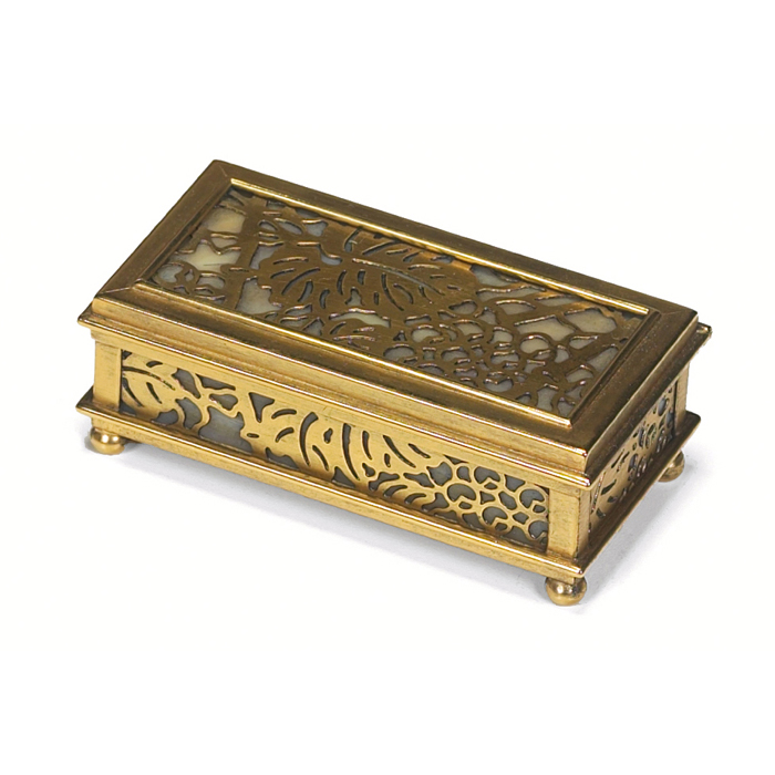 Appraisal: Tiffany Studios stamp box bronze in the grapevine pattern over