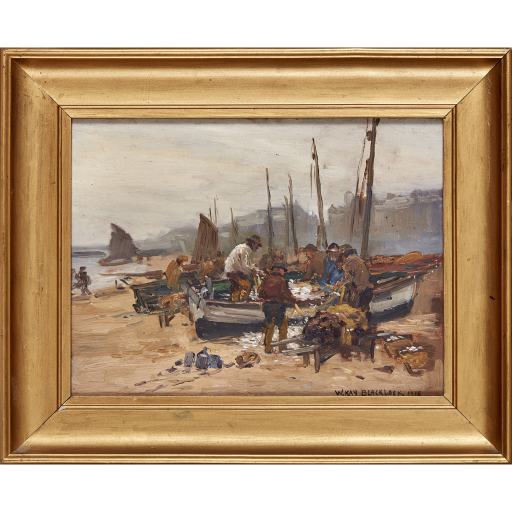 Appraisal: WILLIAM KAY BLACKLOCK BRITISH - SPRAT FISHERS Signed and dated