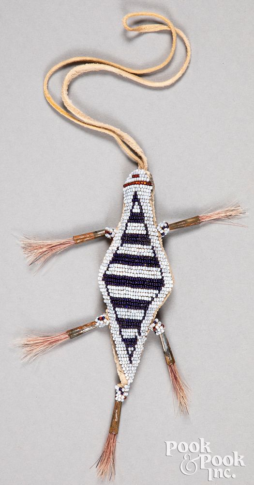 Appraisal: Plains Indian beaded leather lizard fetish Plains Indian beaded leather