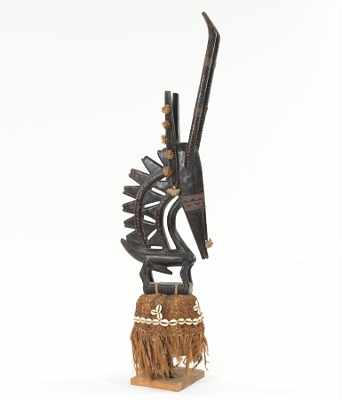 Appraisal: African Ceremonial Headdress with Gazelle Raffia wove headdress with cowrie