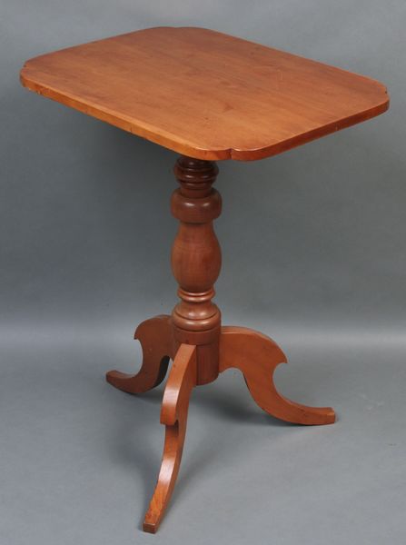 Appraisal: Early th Century cherry tip-top candlestand having scalloped edge corners