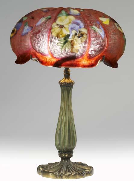 Appraisal: PAIRPOINT Table lamp its two-socket base with stylized lotus blossoms