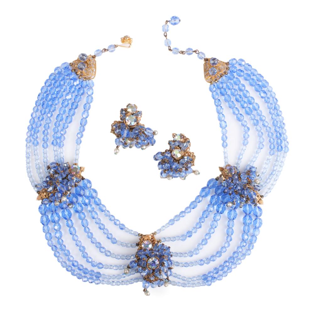 Appraisal: Original by Robert blue crystal bead scalloped collar necklace and